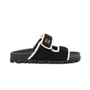Miu Miu - Crochet Knit Black / Ivory Sandals